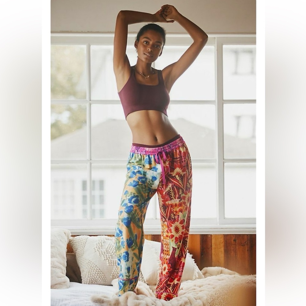 Anthropologie Roequia Fris Garden blooms flannel pajama lounge pants
